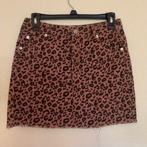 Cotton Candy LA pink leopard jean skirt